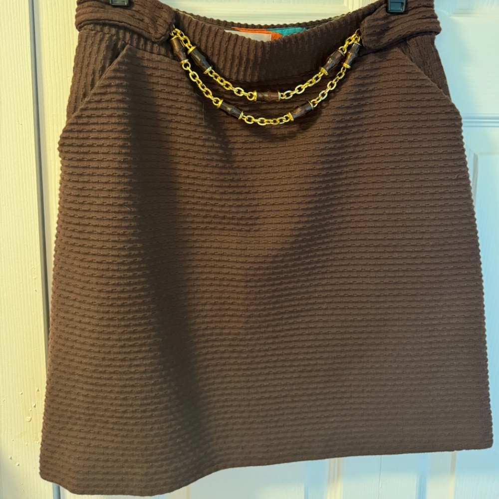 Milly Womens Skirt Brown Solid A-Line Above Knee